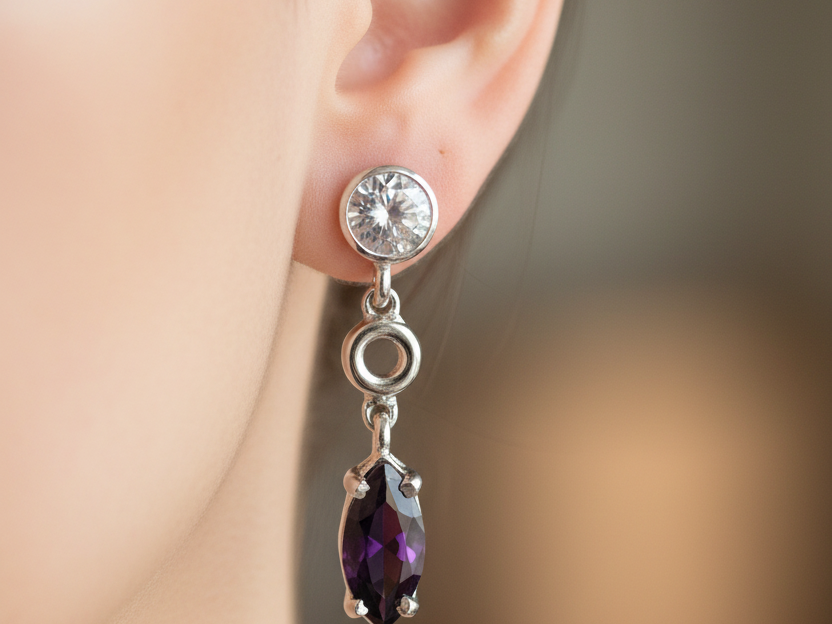 Amethyst Cubic Zirconic  Earring
