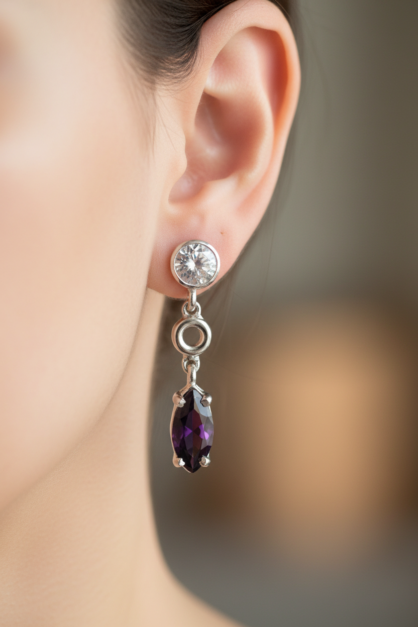 Amethyst Cubic Zirconic  Earring