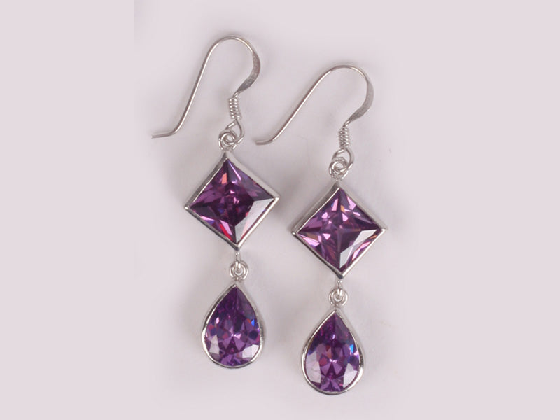 Amethyst Cubic Zirconia  Earring