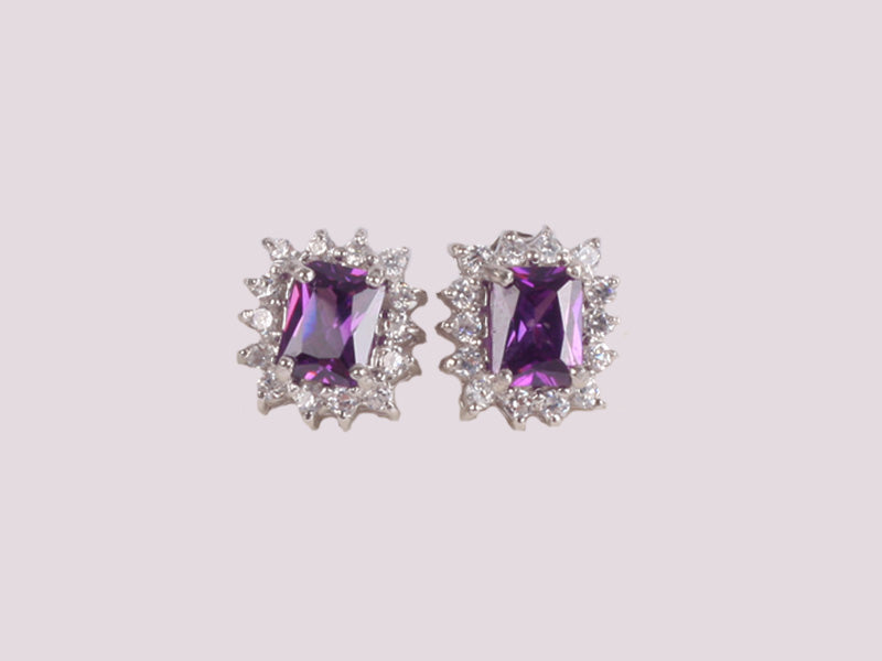 Amethyst Cubic Zirconic  Earring