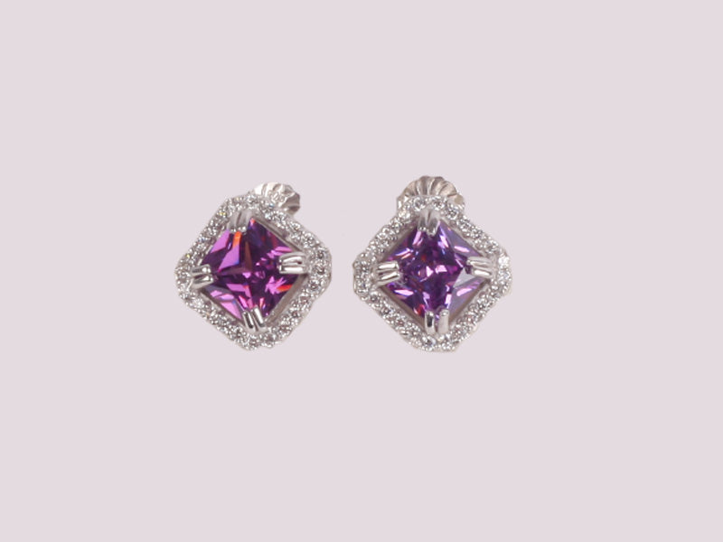 Amethyst Cubic Zirconic  Earring