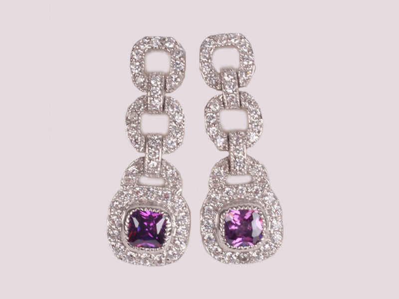 Amethyst Cubic Zirconic  Earring