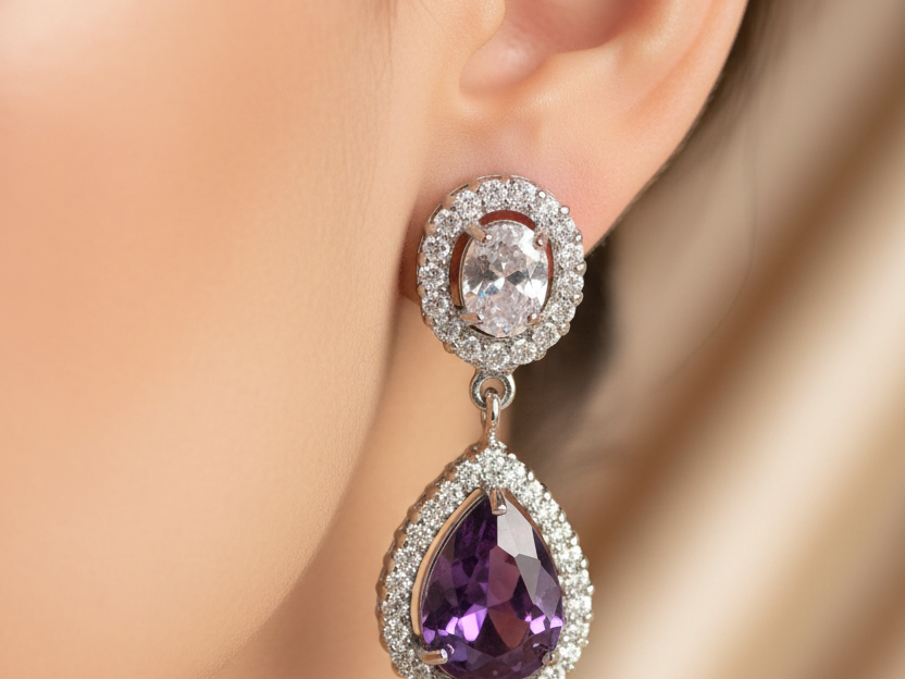 Amethyst Cubic Zirconic Earring