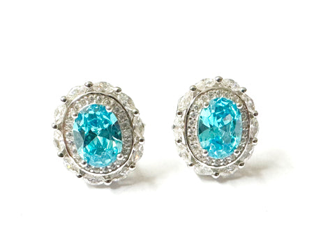 Aquamarine & White Cubic Zirconia Pendant.