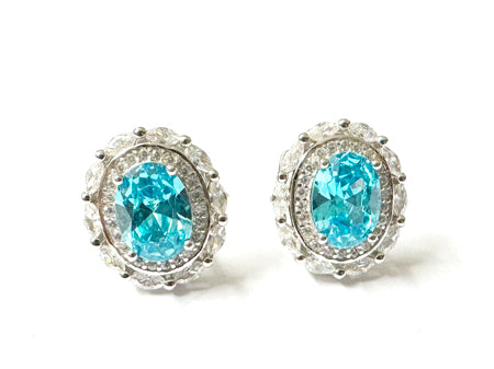 Aquamarine & White Cubic Zirconia Earring.