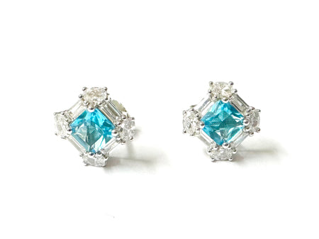 Aquamarine & White Cubic Zirconia Pendant.