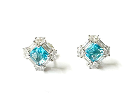 Aquamarine & White Cubic Zirconia Pendant.