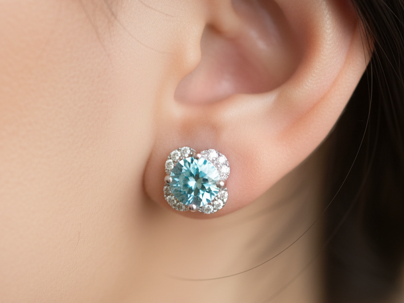 Aqua Cubic Zirconia Earring