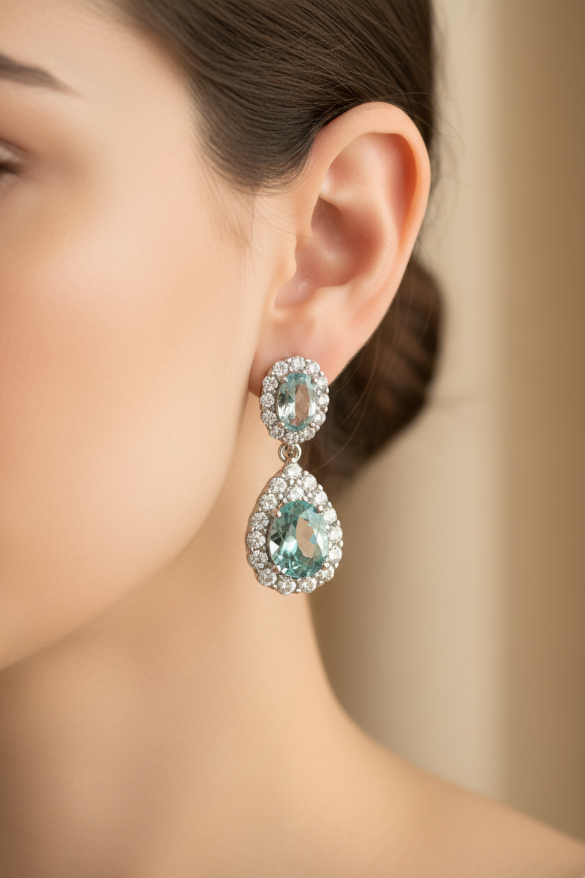 Aquamarine Cubic Zirconia Earring