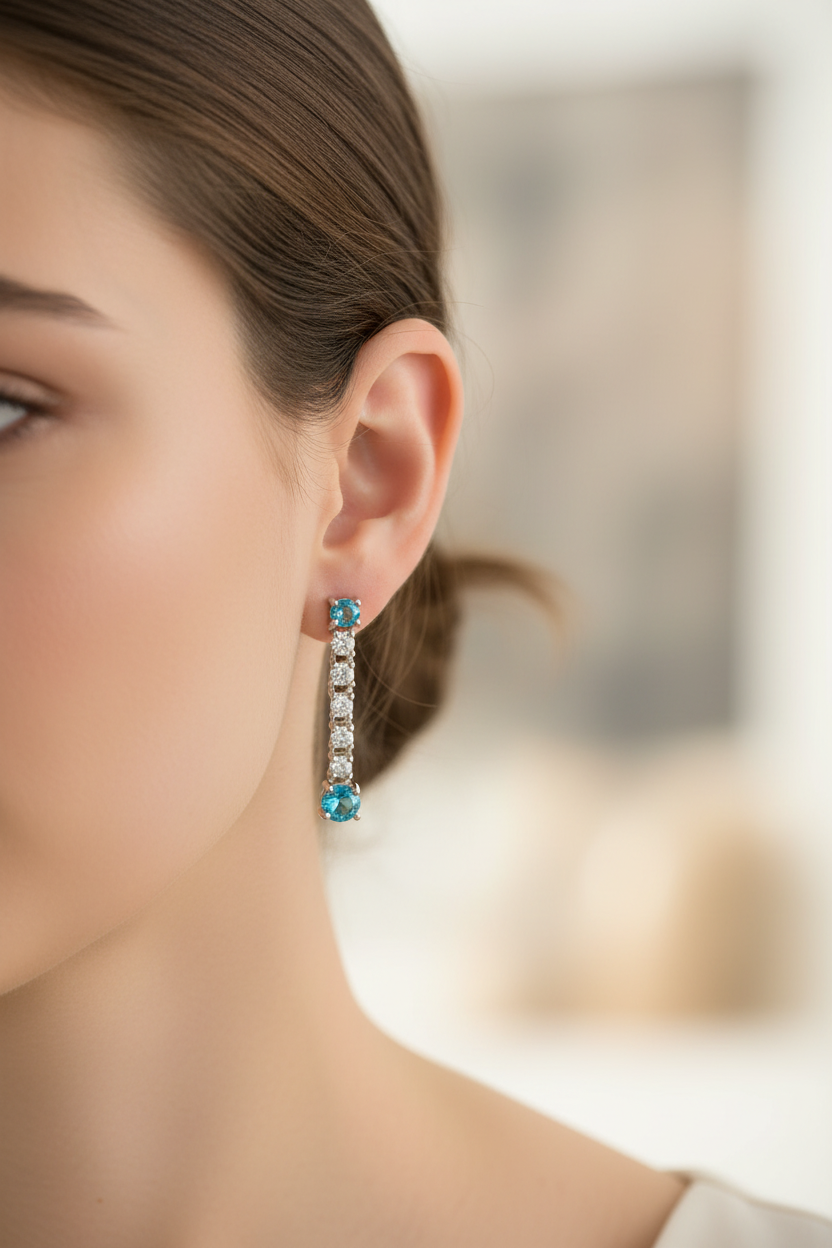 Aquamarine Cubic Zirconia Earring
