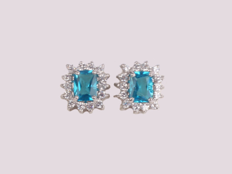 Aquamarine Cubic Zirconia Earring