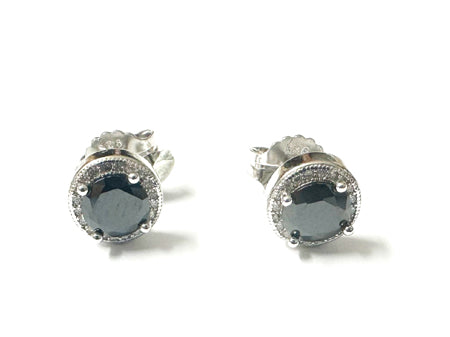 Black & White Cubic Zirconia Silver Earring