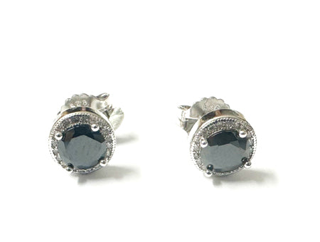 Black & White Cubic Zirconia Silver Earring