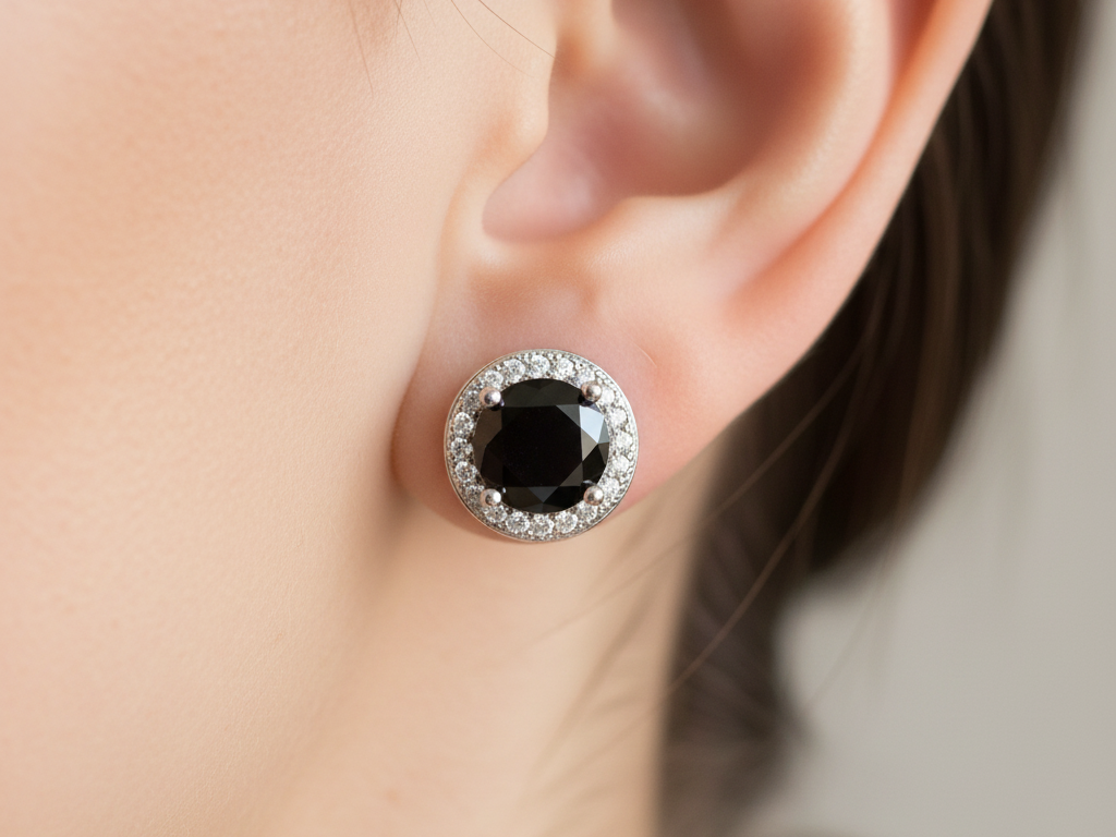 Black & White Cubic Zirconia Silver Earring