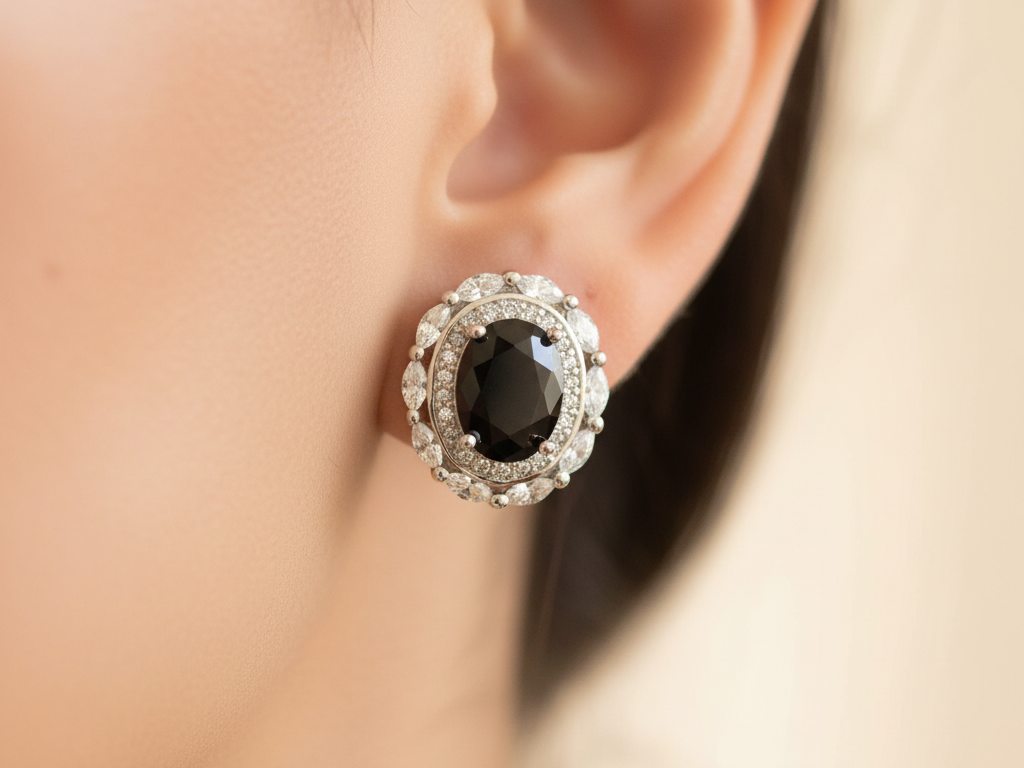 Black & White Cubic Zirconia Earring.
