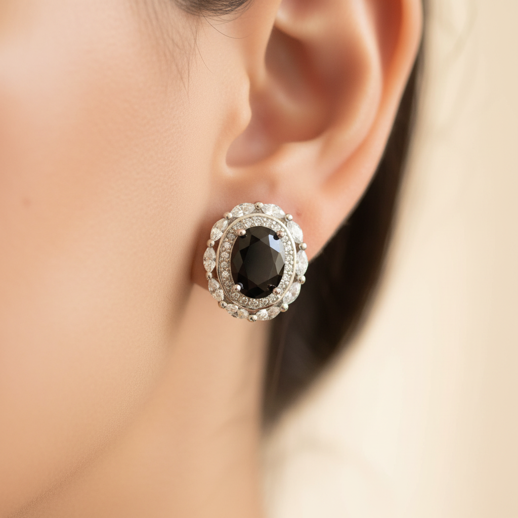 Black & White Cubic Zirconia Earring.