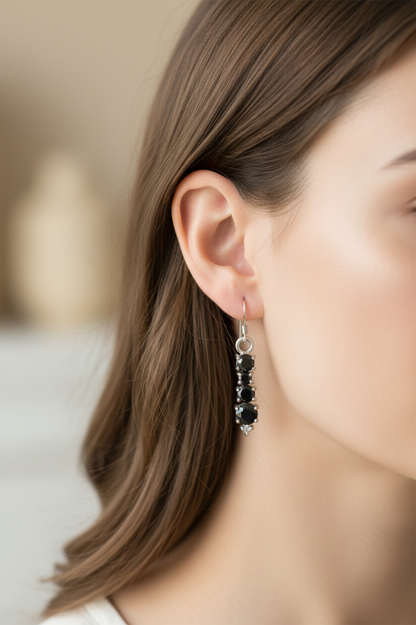 Black Cubic Zirconia Earring