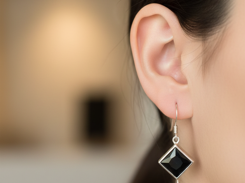 Black Cubic Zirconia  Earring