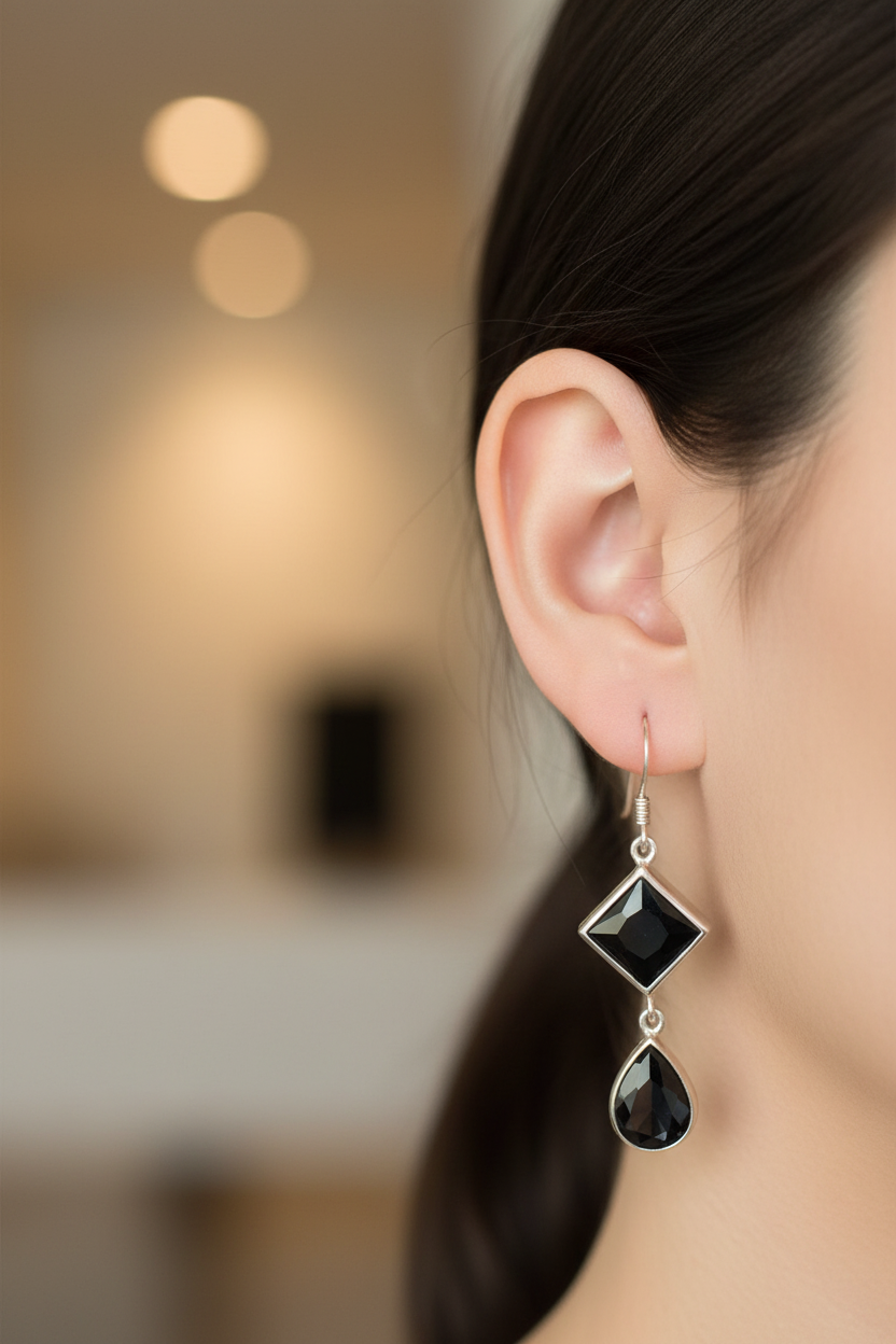 Black Cubic Zirconia  Earring