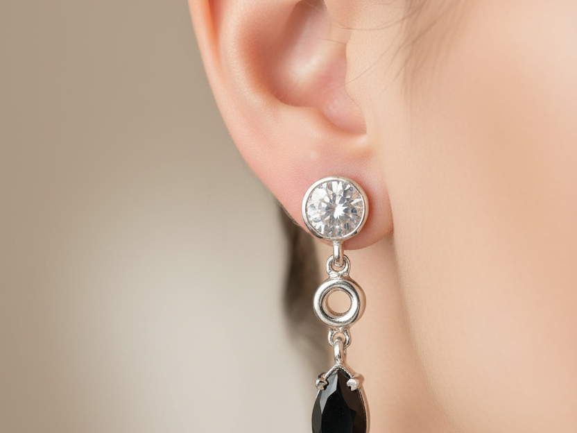Black Cubic Zirconia  Earring