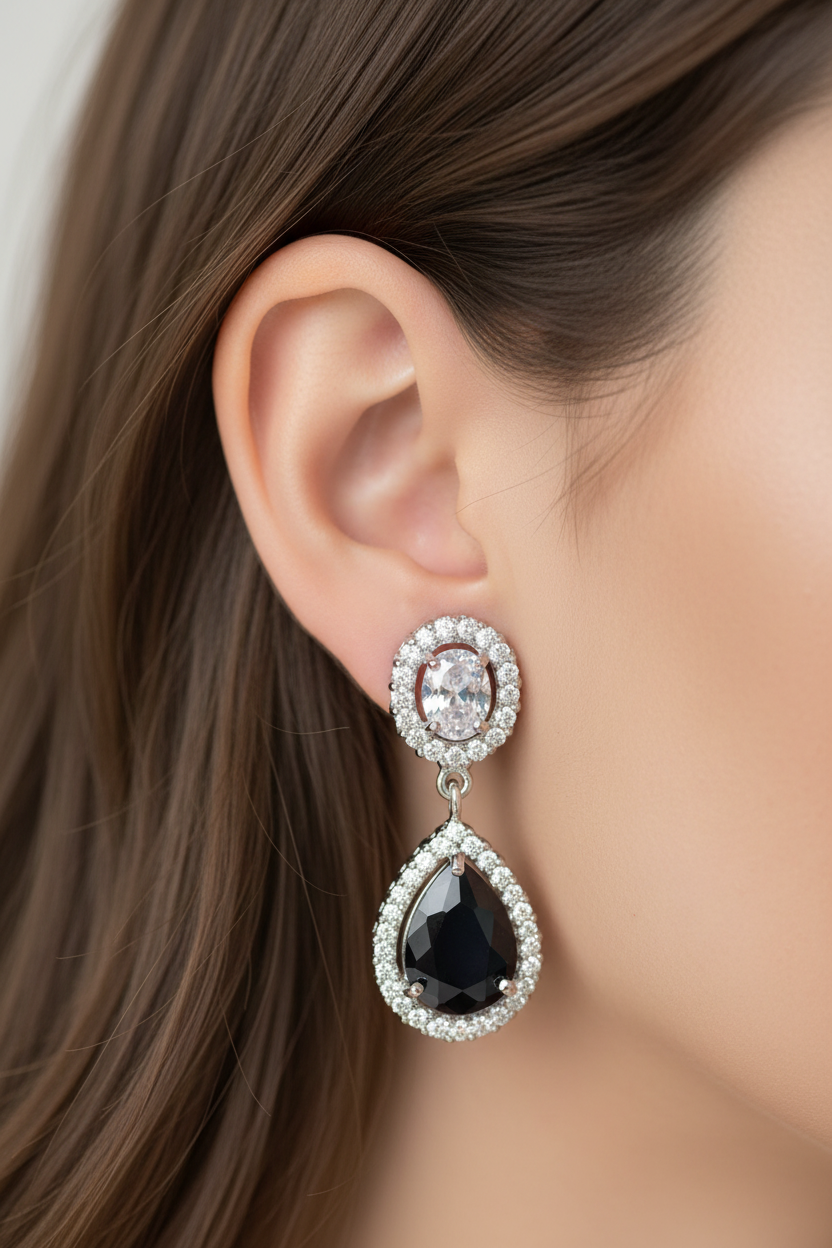 Black Cubic Zirconia Earring