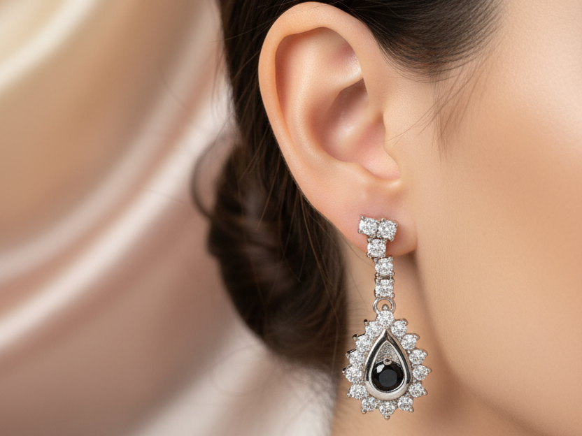Black Cubic Zirconia Earring