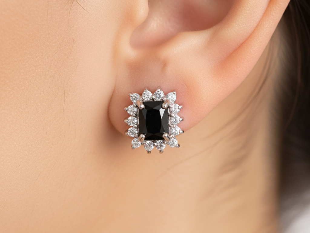 Black Cubic Zirconia Earring