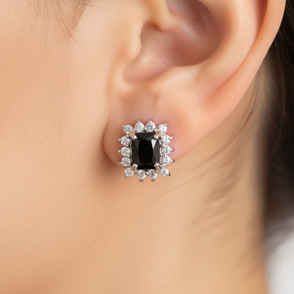 Black Cubic Zirconia Earring