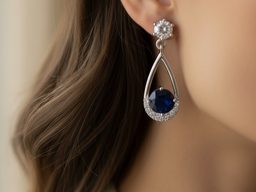 Sapphire Cubic Zirconic  Earring