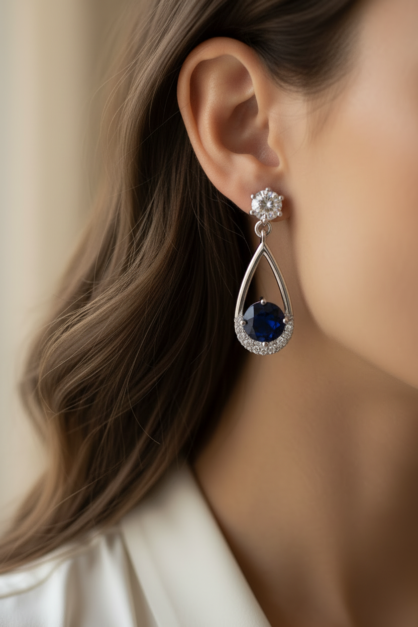 Sapphire Cubic Zirconic  Earring