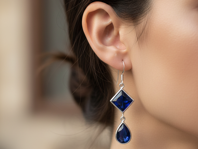 Sapphire Cubic Zirconic  Earring