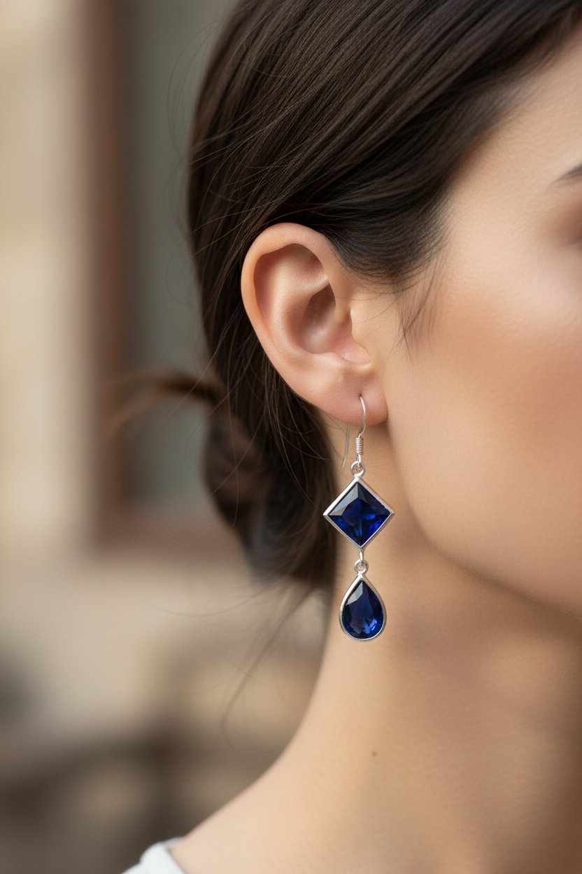 Sapphire Cubic Zirconic  Earring
