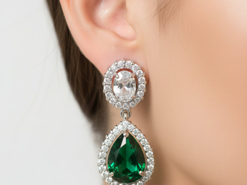 Emerald Cubic Zirconia Earring