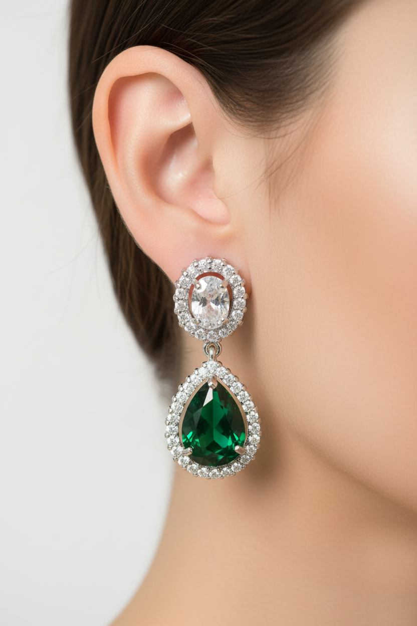 Emerald Cubic Zirconia Earring