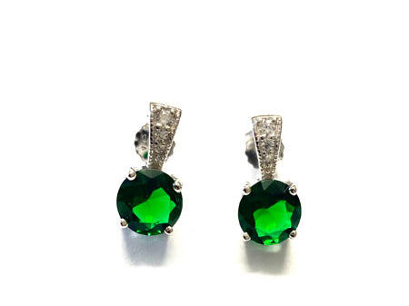 A Emerald & White Cubic Zirconia Earring.