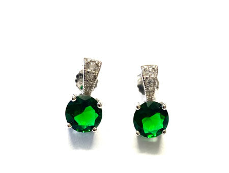 A Emerald & White Cubic Zirconia Earring.
