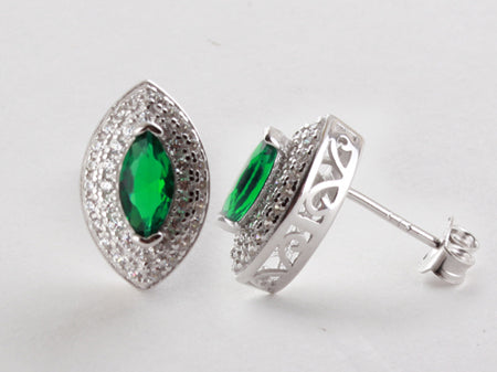 A Emerald & White Cubic Zirconia Earring.