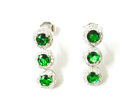 Emerald Zirconia Silver Necklace And Earring Set