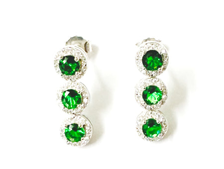 Emerald Zirconia Silver Necklace And Earring Set