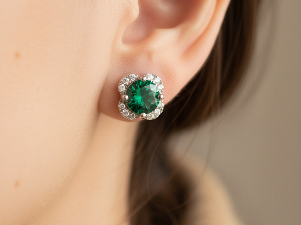 Emerald Cubic Zirconia Earring
