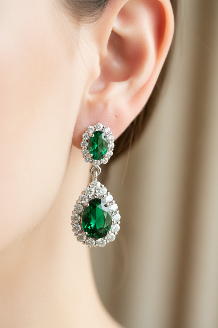 Emerald Cubic Zirconia Earring