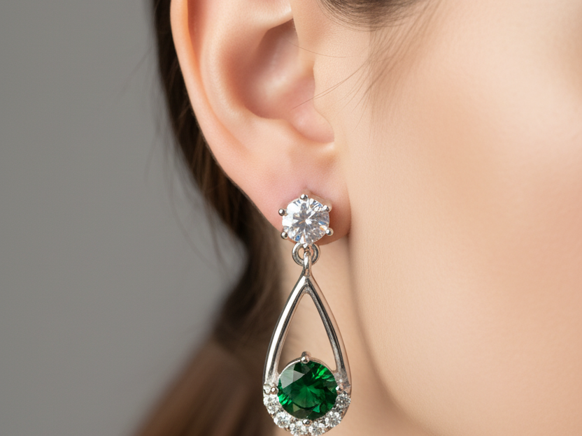 Emerald Cubic Zirconia EarrinG