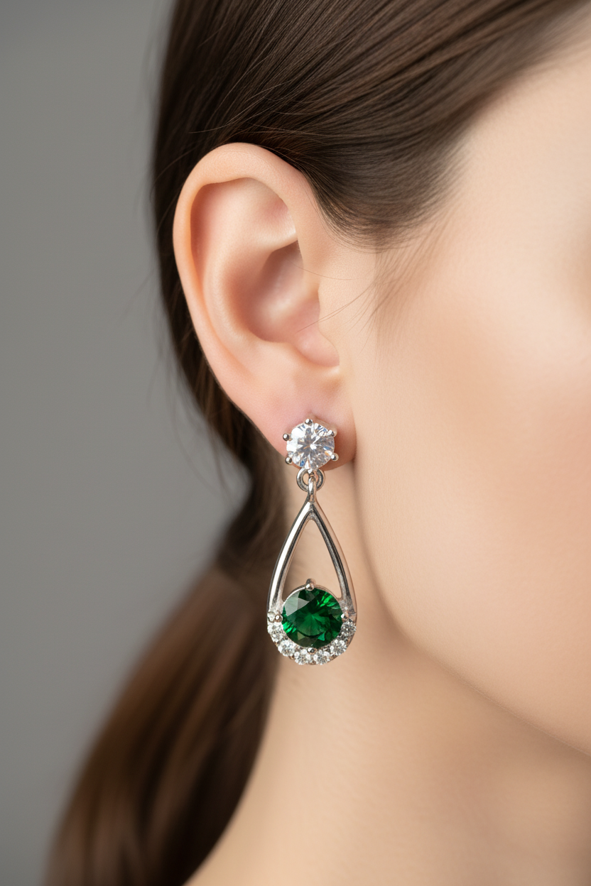 Emerald Cubic Zirconia EarrinG