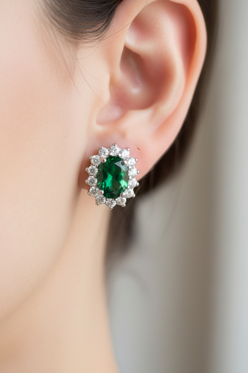Emerald Cubic Zirconia Earring