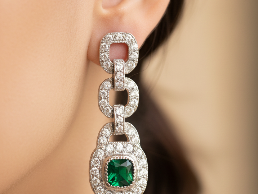 Emerald Cubic Zirconia Earring