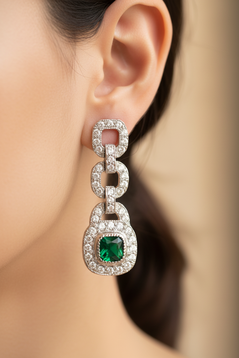Emerald Cubic Zirconia Earring