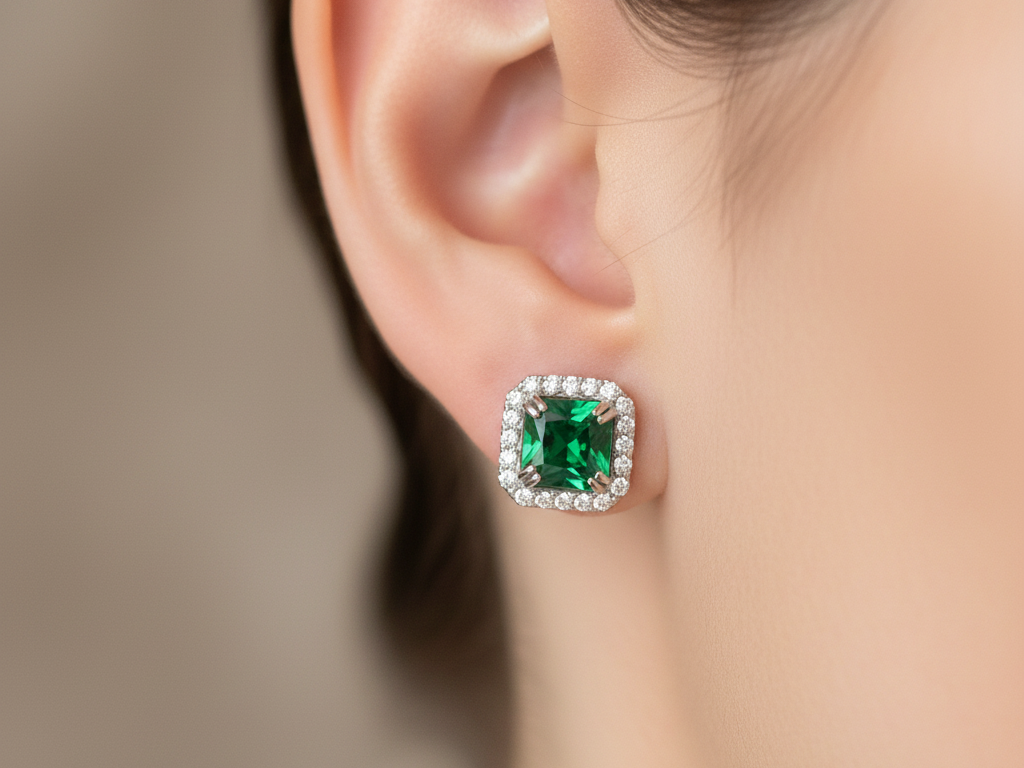 Emerald Cubic Zirconia Earring