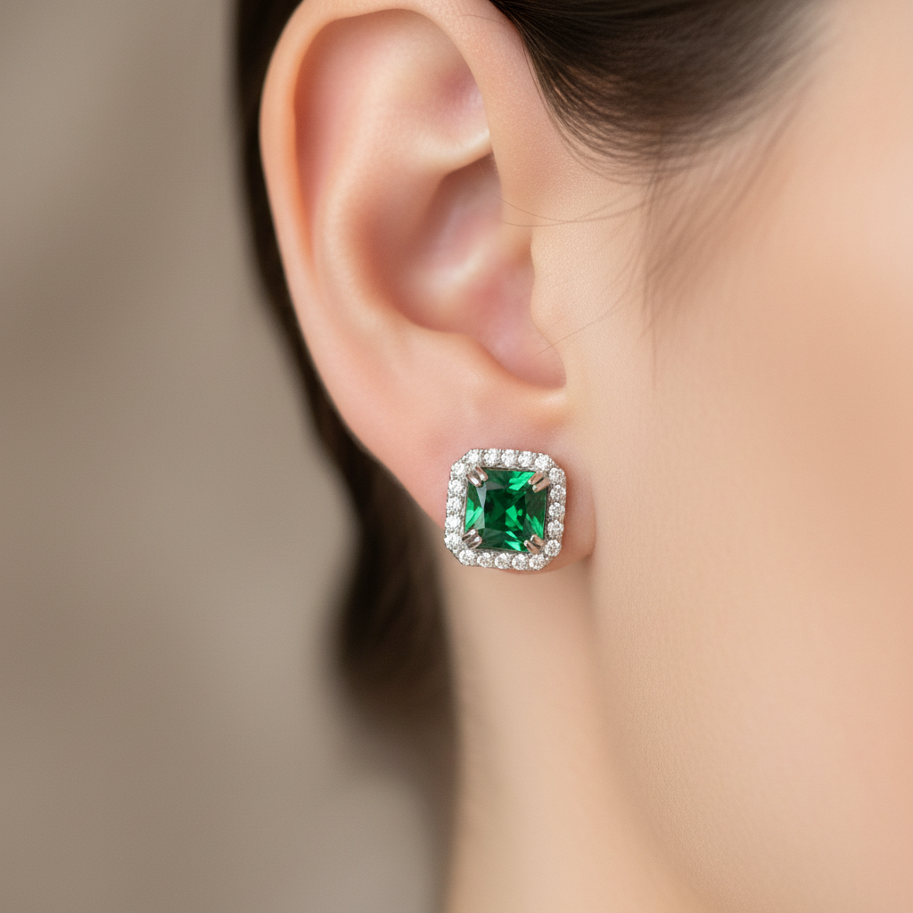 Emerald Cubic Zirconia Earring