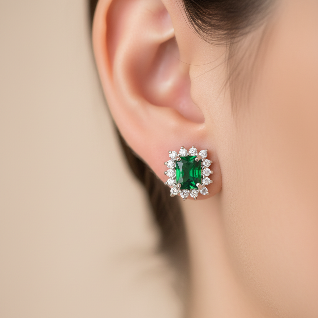 Emerald Cubic Zirconia Earring