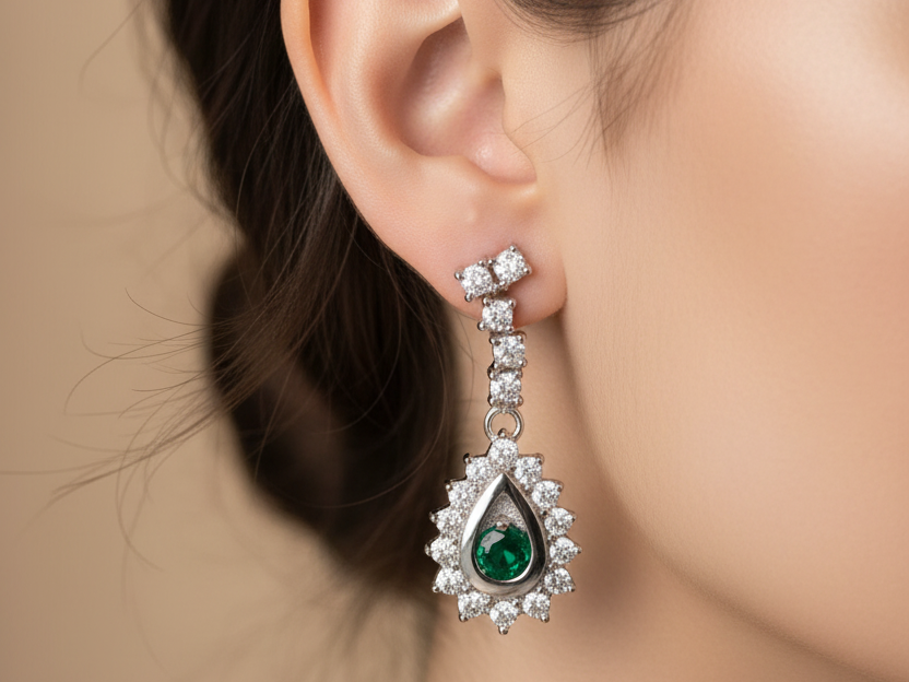 Emerald Cubic Zirconia Earring